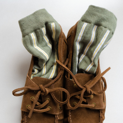 Green striped organic-cotton socks