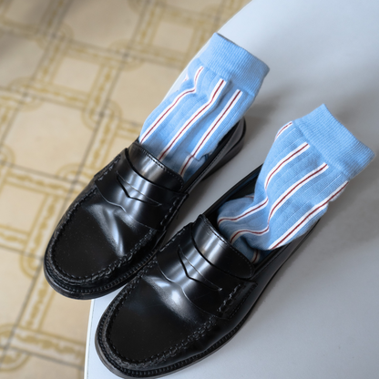 Blue striped organic-cotton socks