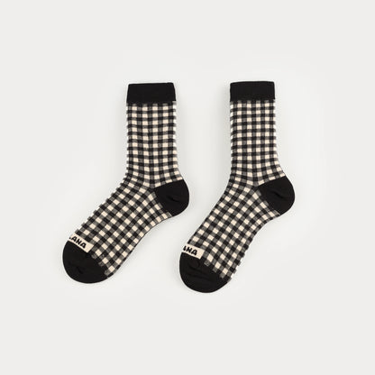 Burgundy gingham organic-cotton socks