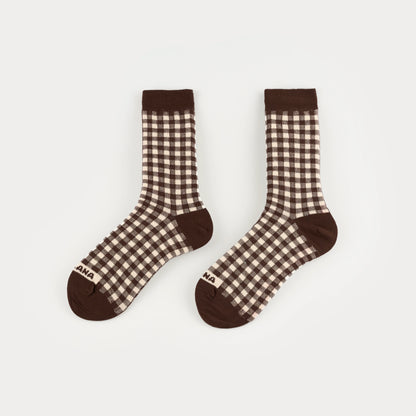 Burgundy gingham organic-cotton socks