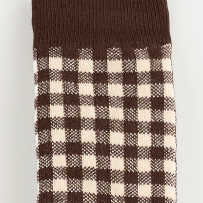 Brown gingham organic-cotton socks