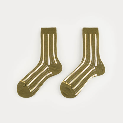 Green striped organic-cotton socks