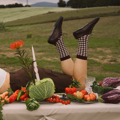 Burgundy gingham organic-cotton socks