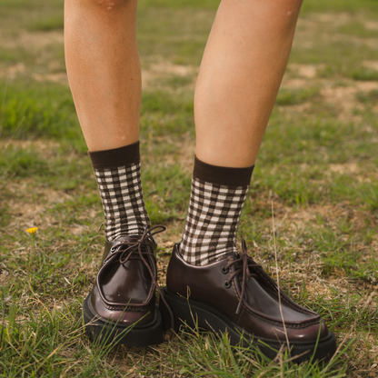 Brown gingham organic-cotton socks